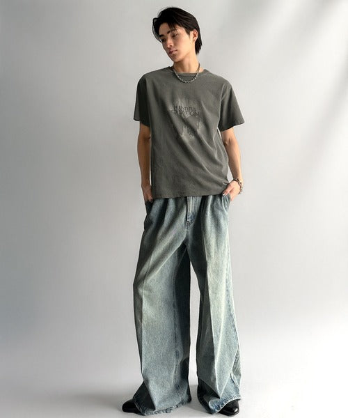 「即トレンド男子。」タイトフィットピグメント加工プリントTシャツ／Tight Fit Pigment-Dyed Print T-Shirt co1010001