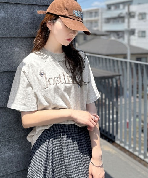 ナチュラルな中に、さりげない華。綿100％ロゴ×フラワー刺繍ビッグTシャツ（半袖） ce1260485