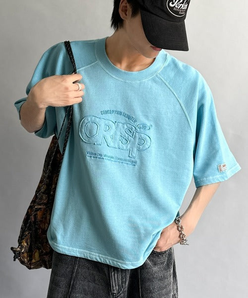《JaVa ジャバコラボ》裾はドロストでお好みのシルエットに。ヴィンテージライクな半袖ロゴスウェット jm1029126