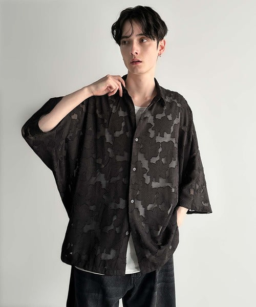 Sheer Jacquard Dolman Sleeve Shirt／フラワー柄シアージャカードドルマンシャツ co1150008