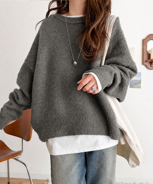 ゆったりふわもちの癒しアイテム。コクーンシルエットミックスニット ce1020152