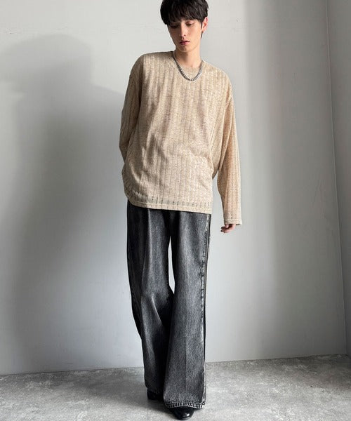 【Classical Origin】「シンプルに魅せる。」グランジモードリラックスシアープルオーバー（長袖）/Grunge Mode Relaxed Pullover co1010027