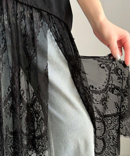《JaVaジャバコラボ》１枚で旬な着こなし♪レースコンビチュニックTシャツワンピース jv1260327