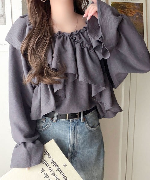 【mily bilet】大人の甘さがちょうどいい♪オフショル2wayキャンディースリーブカシュクールブラウス（長袖） mi1019127