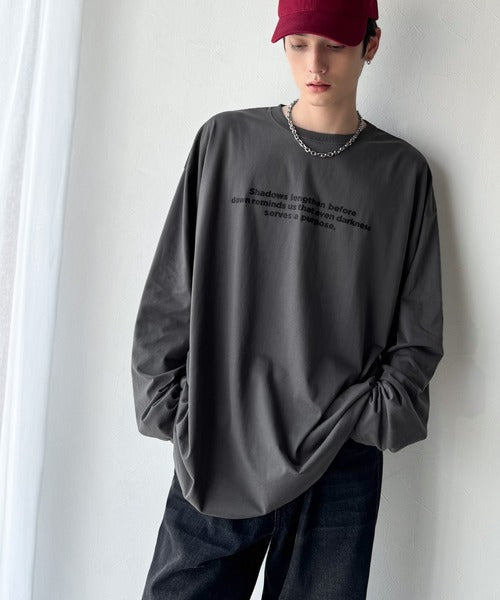 【classical origin】「シンプルが、いい」。綿100％シルケット風シンプル英字ロゴTシャツ（長袖）/ 100％ cotton simple English letters printed logo t-shirt ao1330056