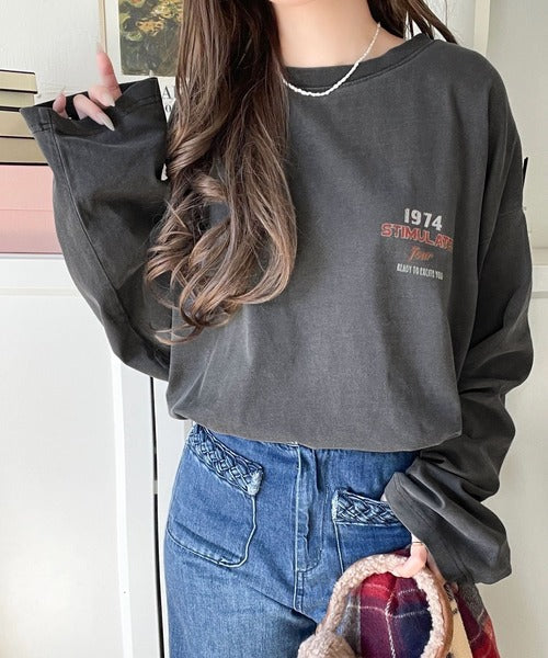 《Javaジャバコラボ》ゆるっとカジュアルに着こなす。綿100%ピグメント加工グラフィックプリントTシャツ＆ロンT(半袖)(長袖) jv1050148