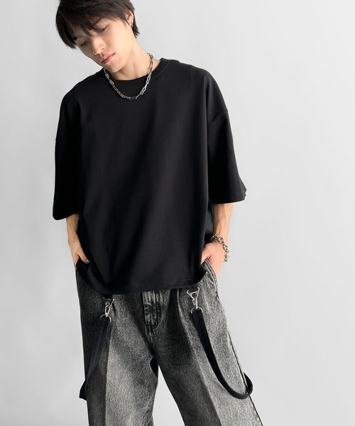 Belt Design Transformable Cropped T-Shirt／脱着式ベルトデザインショート丈Tシャツ co1150015