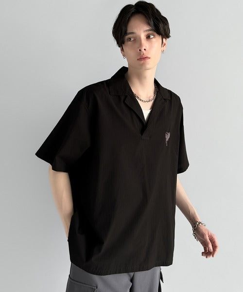 Cotton100%  Ripstop Open Collar Pullover Shirt／コットン100％リップストップ素材オープンカラープルオーバーシャツ co1150012