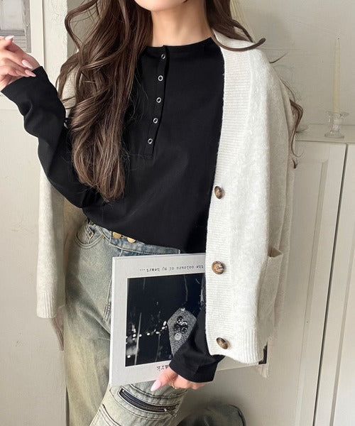 シンプルだからこそ、こだわりたい。シルケット加工ドット釦ヘンリーTシャツ（長袖） ce1020314