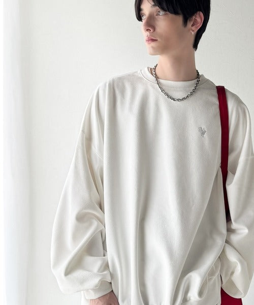 【Classical Origin】「やっぱりビッグシルエット！」スウェードポンチ素材ビックシルエットトレーナー（長袖）/Suede material big silhouette sweatshirt co1010030