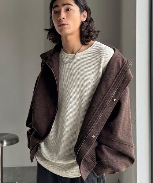 【Classical Origin】「ヘビーウェイト一択。」綿100％ワッフルクルーネックビッグTシャツ／Cotton 100% Waffle Crew Neck Big T-Shirt co0780014