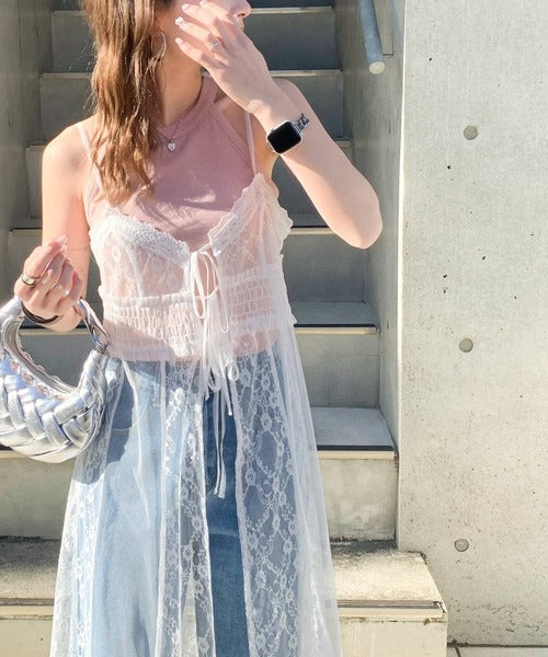 【mily bilet】トレンド満載大人ガーリー。レース使いシアーキャミワンピース mi1139072