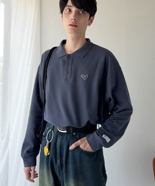 【Classical Origin】「上質な日常。」胸刺繍入り鹿の子ポロシャツ（長袖）／Embroidery Basic Polo Shirt co1150052