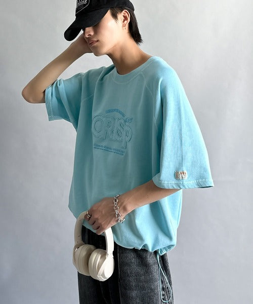 《JaVa ジャバコラボ》裾はドロストでお好みのシルエットに。ヴィンテージライクな半袖ロゴスウェット jm1029126