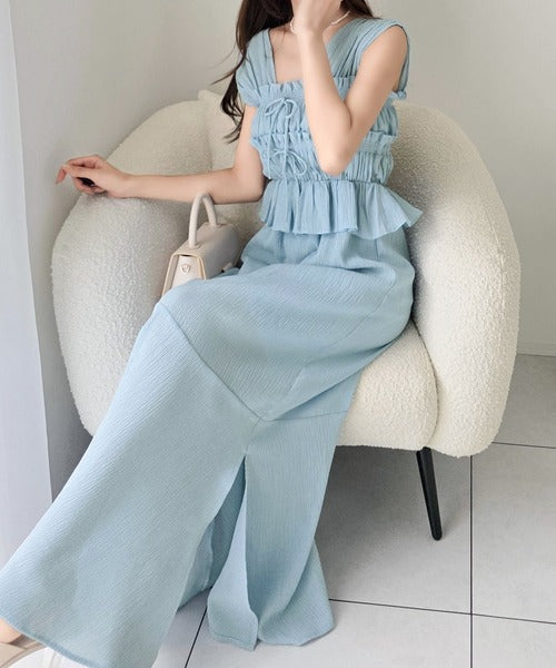 【mily bilet】一枚で主役級！大人フェミニンなシャーリングフリルティアードワンピース mi1019135