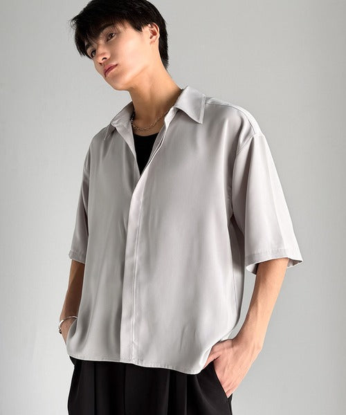 Cropper Box Style Hidden Placket Shirt ／比翼デザインショート丈シャツ co1010005