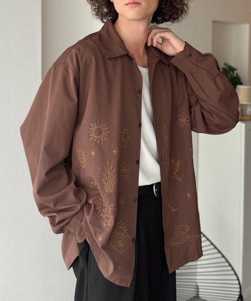 【Classical Origin】刺繍で魅せる存在感。オリジン刺繍キャンプカラーシャツ／Origin Embroidered Camp Collar Shirt co1150053