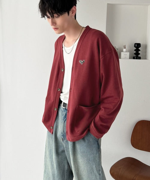 【Classical Origin】「シンプルって奥深い。」刺繍入りスウェットカーディガン（長袖）／Embroidered Design Sweat Cardigan co1150064