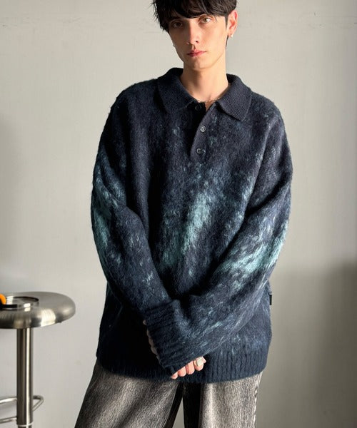 【Classical Origin】「まるで毛布。」モヘアライクシャギー素材ニットポロシャツ／Mohair-Like Shaggy Knit Polo Shirt co0780004