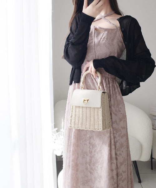 【mily bilet】華やかに魅力引き立つ。シアージャガードチョーカーキャミワンピース(ロング) mi1019067