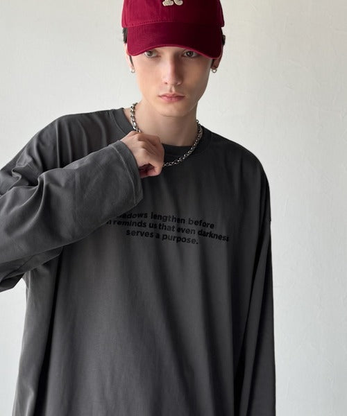 【classical origin】「シンプルが、いい」。綿100％シルケット風シンプル英字ロゴTシャツ（長袖）/ 100％ cotton simple English letters printed logo t-shirt ao1330056
