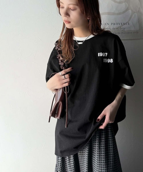 ゆるっとカジュアルに。半袖リンガーフロッキーテニスTシャツ ce1020214
