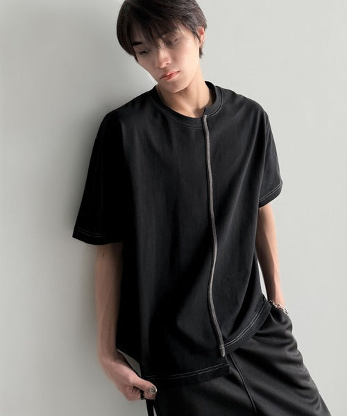 Asymmetric Stitch Design T-Shirt／アシンメトリーデザイン配色ステッチTシャツ co1150013