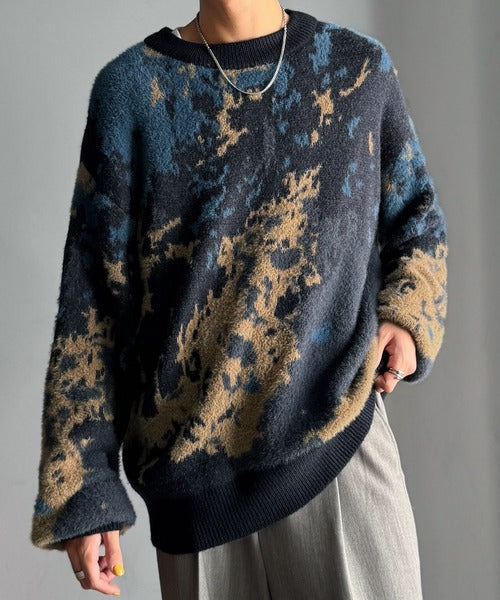 【classical origin】ニュアンス柄Wジャガードシャギーニット／Nuanced Pattern Double Jacquard Shaggy Knit ao1260497