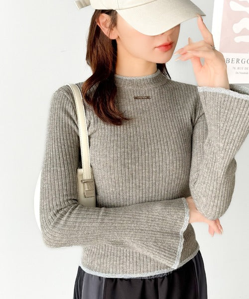 【mily bilet】きらめきと上品さ溢れる。ラメ入りリブプチハイ袖フレアニット（長袖） mi1259007