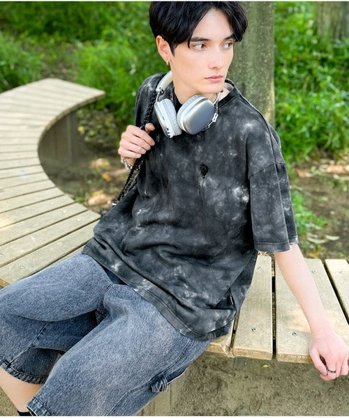 「視線を独り占め。」タイダイ染め刺繍入りオーバーサイズTシャツ／Tie-Dye Embroidered Oversize T-Shirt co1150031