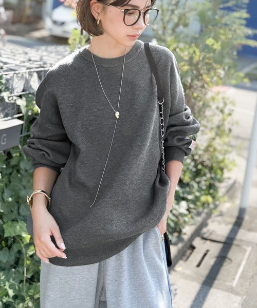 《JaVaジャバコラボ》”リバーシブル”で見た目も気分も2倍楽しい！ダブルフェイスカラー スウェットライク ニットプルオーバー jv1020282