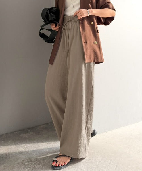 【接触冷感機能付き】涼感叶う！この夏、優勝item。【-3℃】ウエストタックワイドストレートイージーパンツ ce1265056