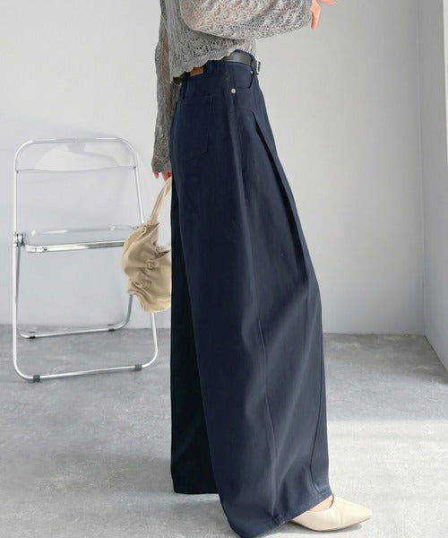 【mily bilet】後ろ姿映え確定♪インして可愛い、春夏のマストアイテム。 綿100%切り替えタックカーブパンツ mi0789011