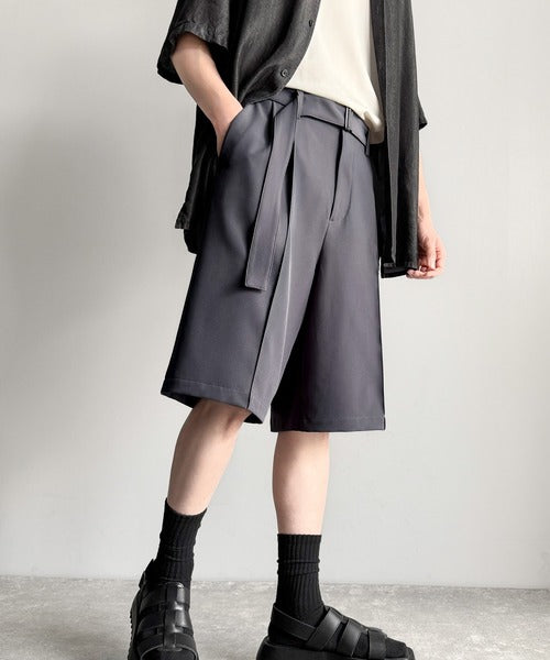 「涼やか上品。」ベルト付きルーズシルエットショートスラックス／Belted Design Loose Silhouette Short Slacks co1150020