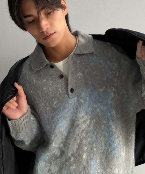 【Classical Origin】「まるで毛布。」モヘアライクシャギー素材ニットポロシャツ／Mohair-Like Shaggy Knit Polo Shirt co0780004