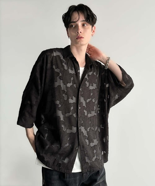 Sheer Jacquard Dolman Sleeve Shirt／フラワー柄シアージャカードドルマンシャツ co1150008