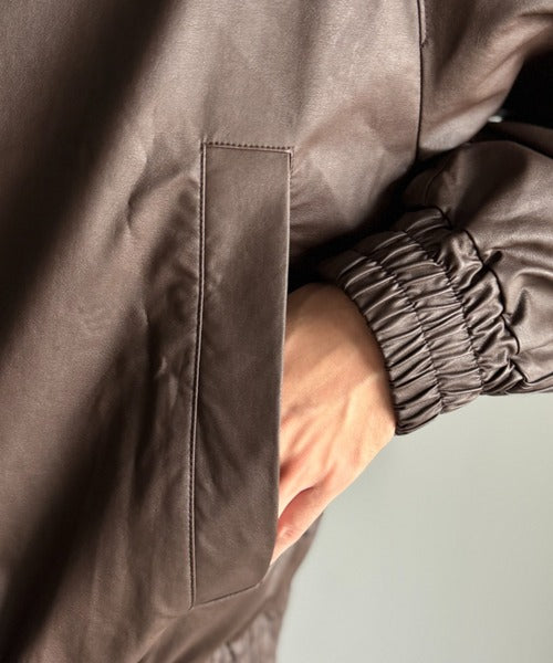 【Classical Origin】High-Neck Leather Track Jacket／ハイネックレザートラックジャケット co1150040
