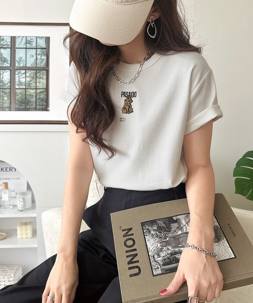 可愛いだけとは言わせない！刺繍コンパクトフライスTシャツアニマルシリーズ（半袖） ce1050360