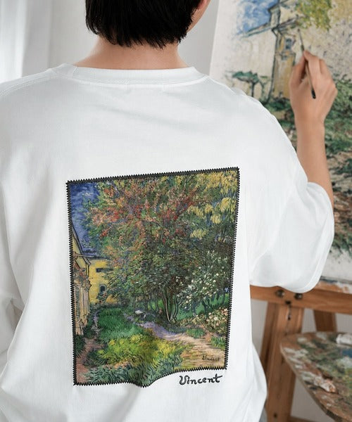 《ゴッホ絵画グラフィック》ステッチ刺繍MIXデザイン 高機能半袖Tシャツ【接触冷感・UVカット機能付き】【JaVaジャバコラボ】 jo1150093