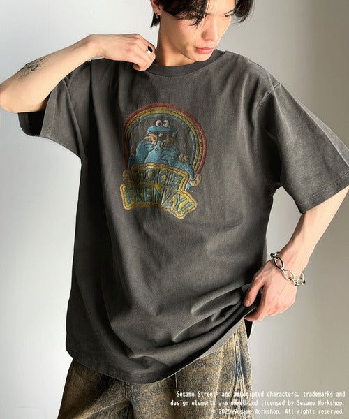 大人カジュアルにハマる。綿100％セサミキャラピグメント加工ビッグTシャツ cm1330004