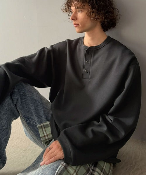 《JaVaコラボ》ラフに着るほど、サマになる。ダンボール素材ヘンリーネックTシャツ（長袖） jo1010077