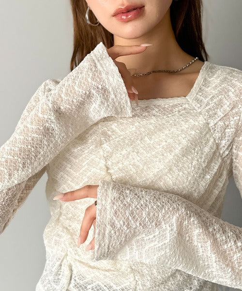 【mily bilet】トレンドの愛されアイテム。アシメシアーレースギャザープルオーバー mi1359025