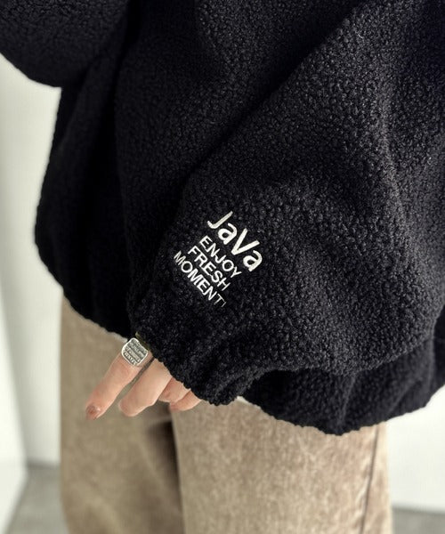 《Javaジャバコラボ》ボア素材×刺繍でおしゃれ上級者に格上げ♪アノラックハーフジッププルオーバー jv1260484