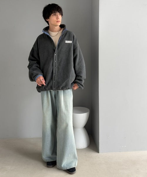 《JaVaジャバコラボ》いつものカジュアルをアップデート。ふんわり暖か配色フリースブルゾン（オーバーサイズ） jm1050393