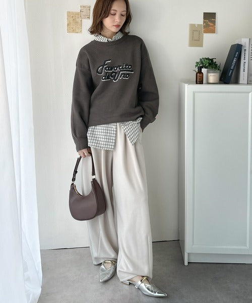 《JaVaジャバコラボ》後ろタックで作る旬シルエット♪サガラ刺繍風ロゴコクーンニット jv1050313