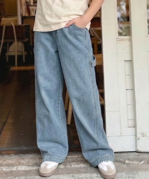 【キッズ】《JaVa ジャバ別注》キュンとする可愛さ。アクティブに動けるストレスフリーボトム。ペインターデニムパンツ jk0420048