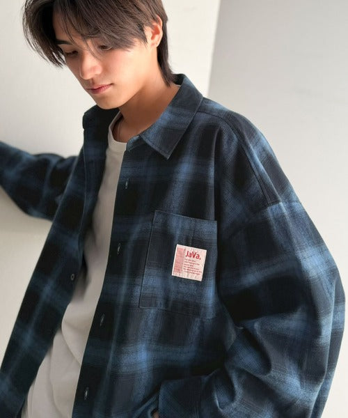 《JaVaジャバコラボ》コットンのぬくもりを羽織る。綿100%起毛素材ベーシックチェック柄シャツ（長袖） jo1010070