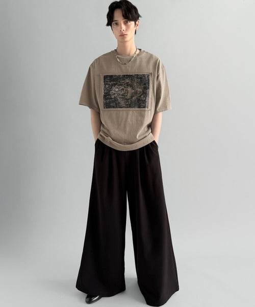 「オリジナリティ。」ピグメント加工ダブルレイヤーデザインプリントTシャツ／Pigment-Dyed Double-Layered Design Print T-Shirt co1010002