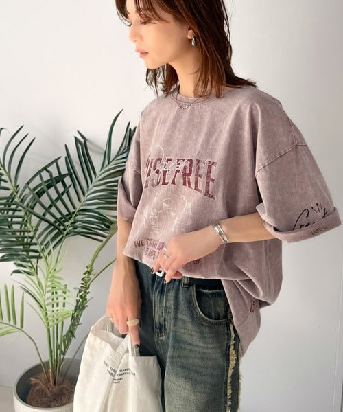 《JaVaジャバコラボ》キャッチーな個性派スタイル。綿100％前後2wayアシッドウォッシュビッグロックTシャツ(半袖） jv1260545