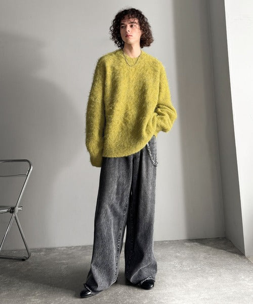 【Classical Origin】「深みのある1着。」ミックスシャギー素材クルーネックセーター／Mixed Shaggy Crew Neck Sweater co0780010